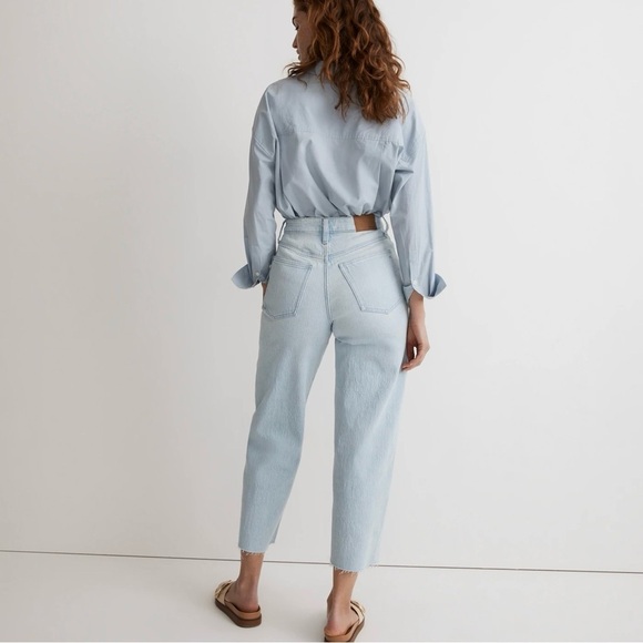 Madewell The Curvy Vintage Wide Leg Crop Raw Hem Ward Wash Jeans Size 25 - Picture 3 of 12